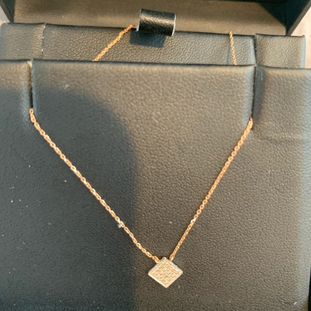 Dana Rebecca 14k rose diamond square necklace